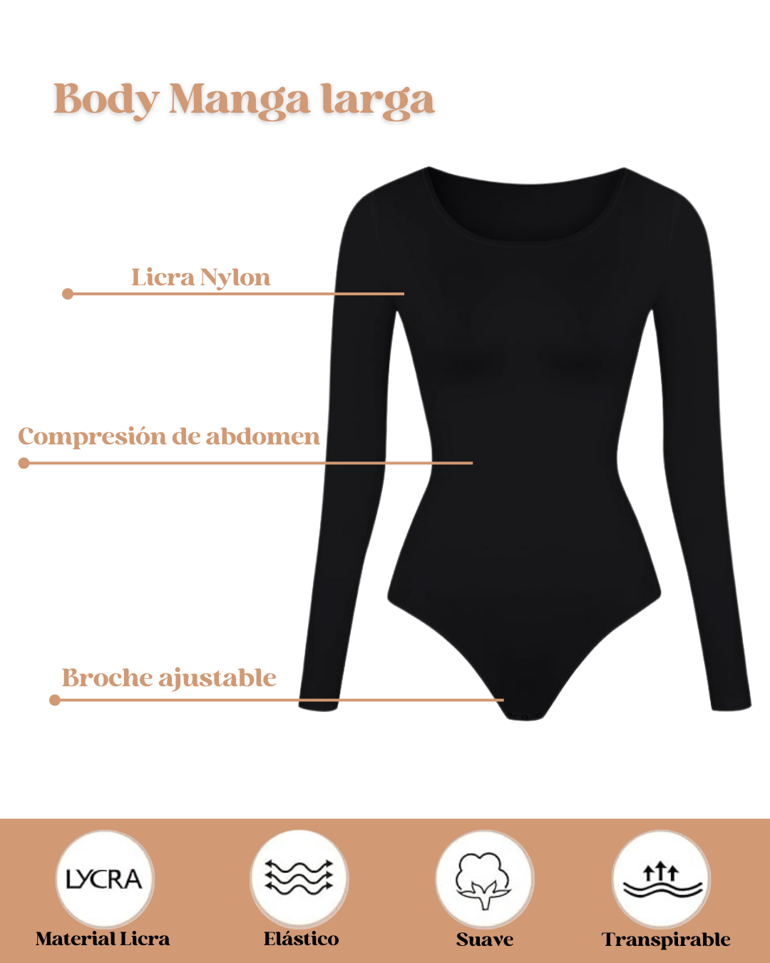 Body Moldeador Manga Larga