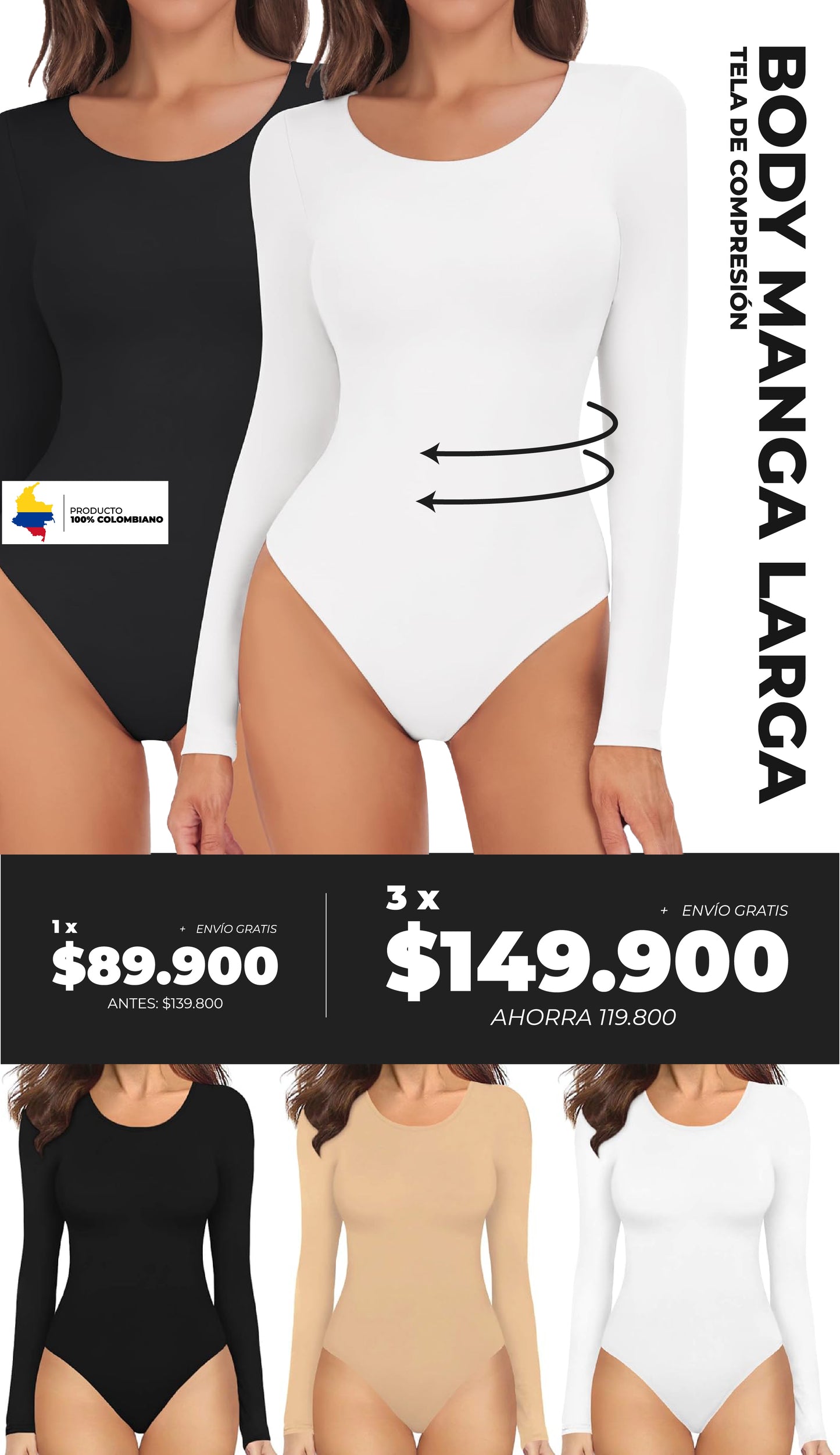 Body Moldeador Manga Larga